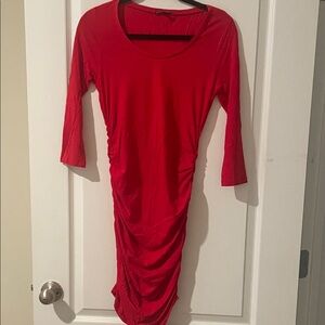 Express Vibrant Red Long Sleeve Dress